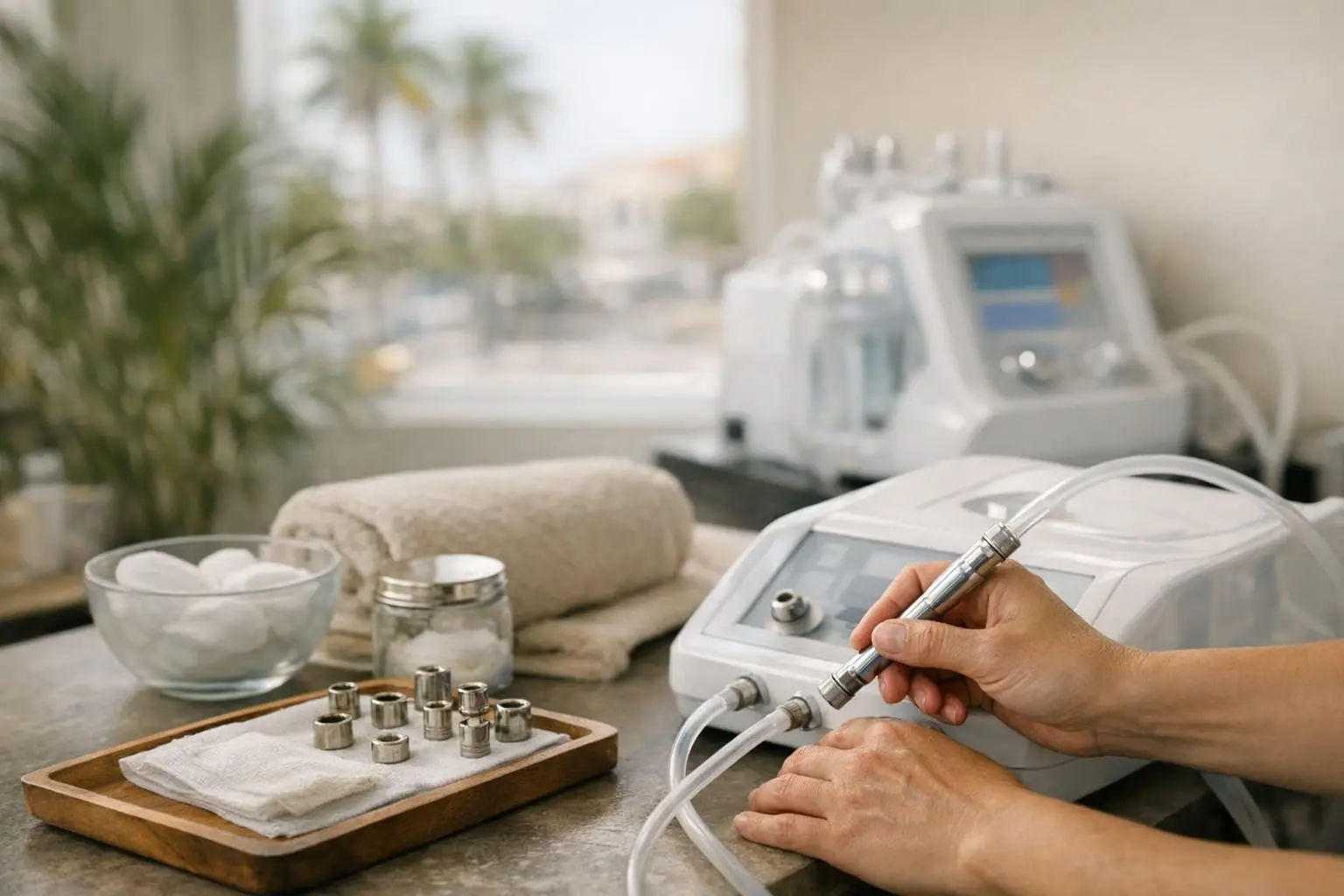 Microdermabrasion in Beauty Salon: Microdermabrasion is a non-invasive skin-resurfacing treatment that gently exfoliates t...