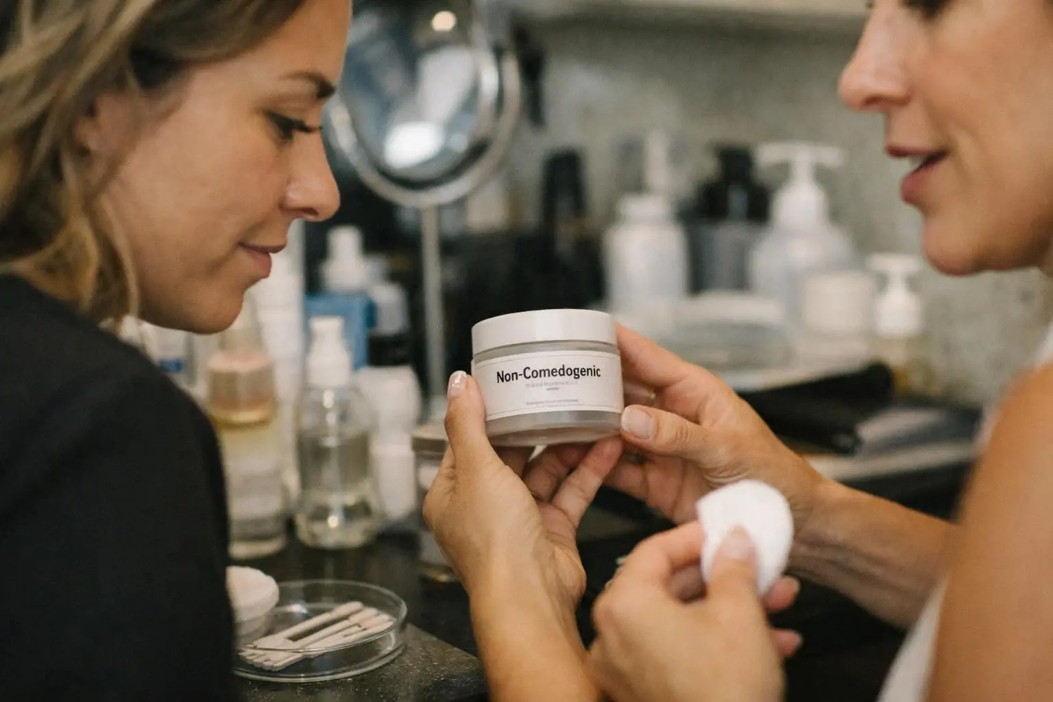 Non-Comedogenic in Beauty Salon: Non-Comedogenic is a label used on skincare and cosmetic products that means—visual guide