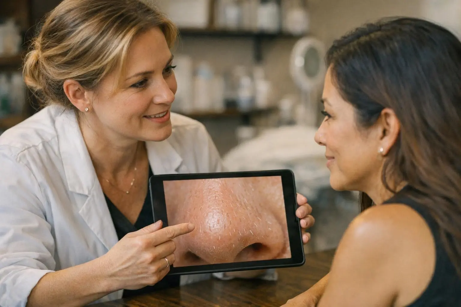 How Sebaceous Filaments applies to Beauty Salon services in West Palm Beach, United States—practical illustration
