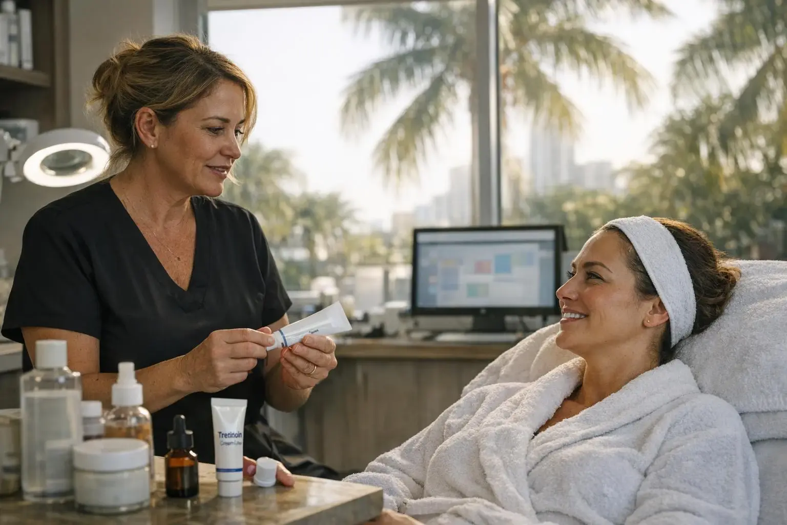 How Tretinoin applies to Beauty Salon services in West Palm Beach, United States—practical illustration
