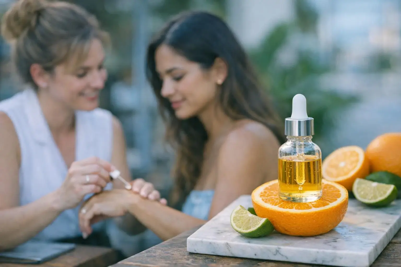 Vitamin C Serum in Beauty Salon: Vitamin C Serum is a lightweight, fast-absorbing skincare product containing a high—visua...