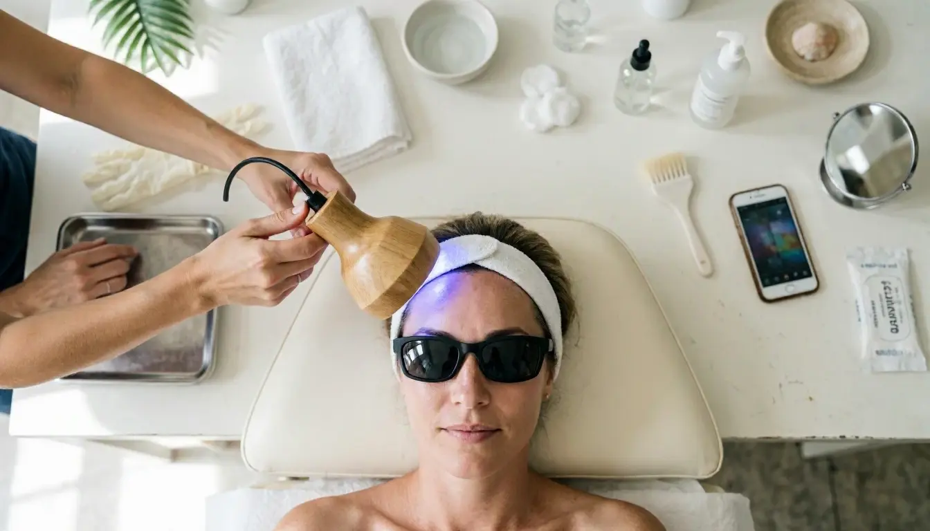 Wood's Lamp Examination in Beauty Salon: Wood's Lamp Examination is a diagnostic procedure using a special ultraviolet (UV...